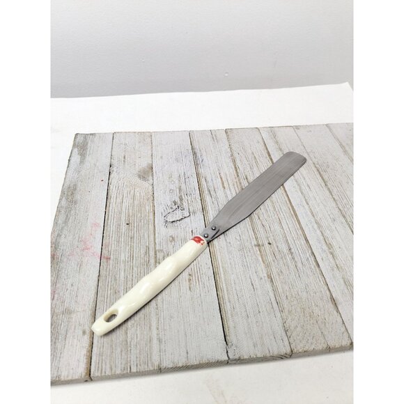 Vintage Household Stainless Spatula icing cake White Cornflower Blue Floral Hand - Picture 4 of 9